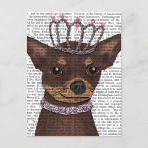 Cartão Postal Brown Chihuahua e Tiara