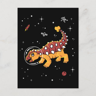 Cartão Postal Brown E Tan Ankylosaurus Dinos No Espaço