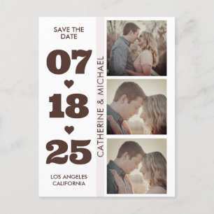 Cartão Postal Brown Modern Minimalista Data Três Foto