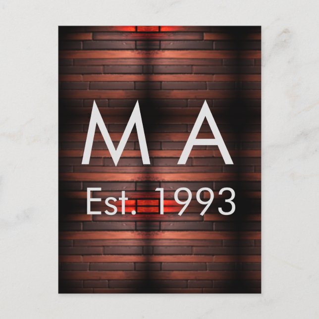 Cartão Postal Brown rustic brick stone add name letter year date (Frente)