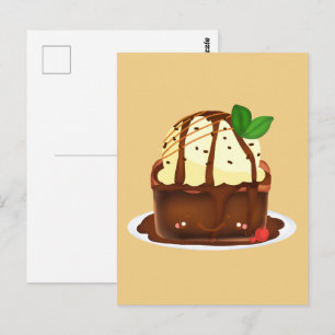Cartão Postal Brownie de Chocolate Com Sorvete de Baunilha
