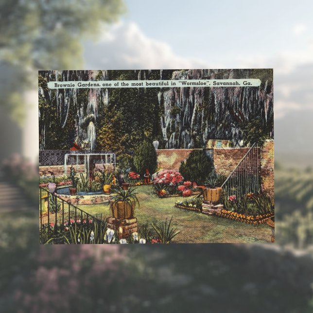 Cartão Postal Brownie Gardens Wormsloe Savannah GA retro (Criador carregado)