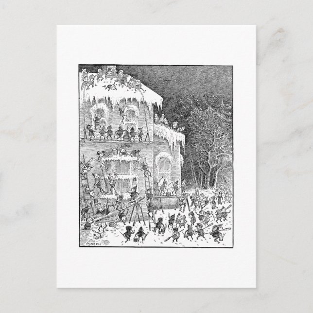 Cartão Postal Brownies Decorating House para o inverno (Frente)