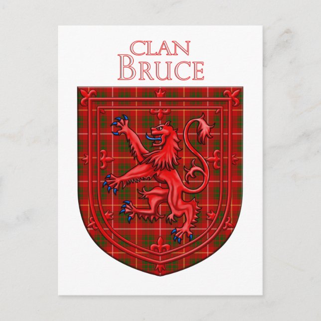 Cartão Postal Bruce Tartan Scottish Xadrez Lion Rampant (Frente)