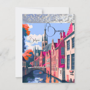 Cartão Postal Bruges Bélgica Impressão Decoração de Parede Arte
