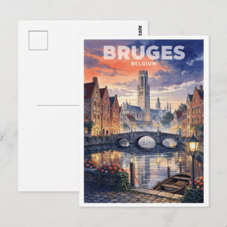 Cartão Postal Bruges Bélgica Viagem Antiga