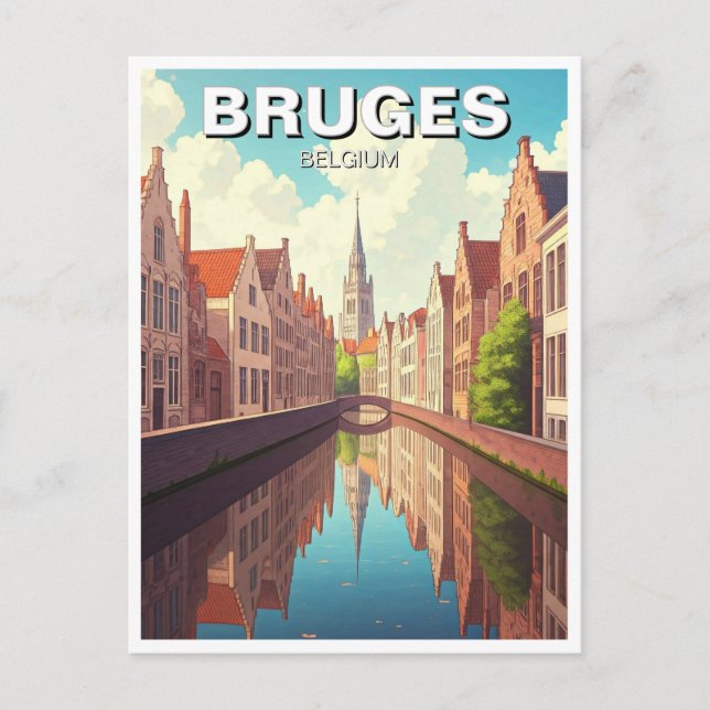 Cartão Postal Bruges Belgium Viagem Canal (Frente)