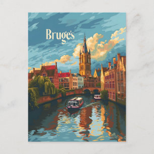 Cartão Postal Bruges Belgium vintage art