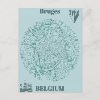 Cartão Postal Bruges map
