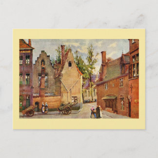 Cartão Postal Bruges Place des Tanneurs litho aquarelle
