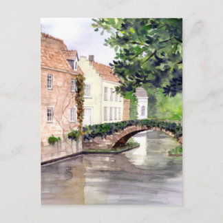 Cartão Postal Bruges Watercolor Painting por Farida Greenfield
