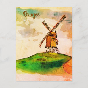 Cartão Postal Bruges Windmill