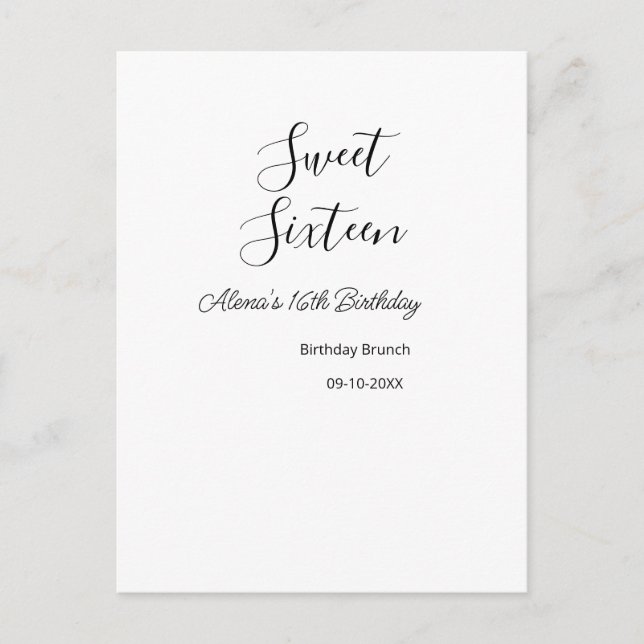 Cartão Postal Brunch de aniversário de sweet sixteen 16 anos nom (Frente)