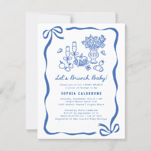 Cartão Postal Brunch de Chá de fraldas Desenho de Mão Whimsical