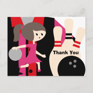 Cartão Postal Brunette Boliche Aniversário Obrigado Cartão-Pos