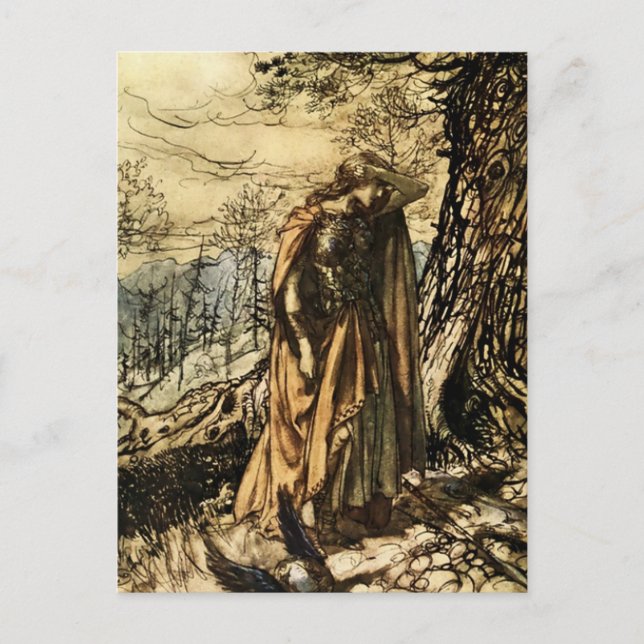 Cartão Postal "Brunhilde Dazed and Alarm" por Arthur Rackham (Frente)