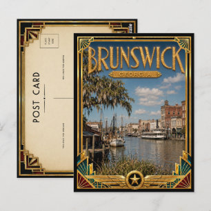 Cartão Postal Brunswick Geórgia Arte Deco Vintage Idade Dourada