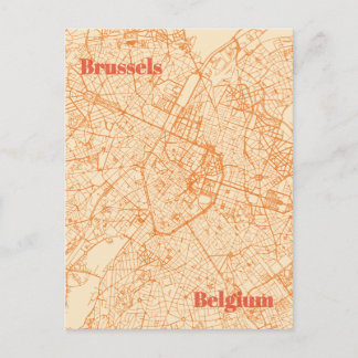 Cartão Postal Brussels Map