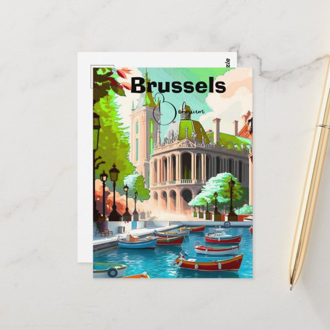 Cartão Postal Brussels Travel Art postcard, Belgium Travel Art,  (Frente/Verso In Situ)