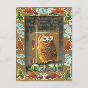Cartão Postal Bruxa Auld o Dia das Bruxas do vôo de Lang Syne d