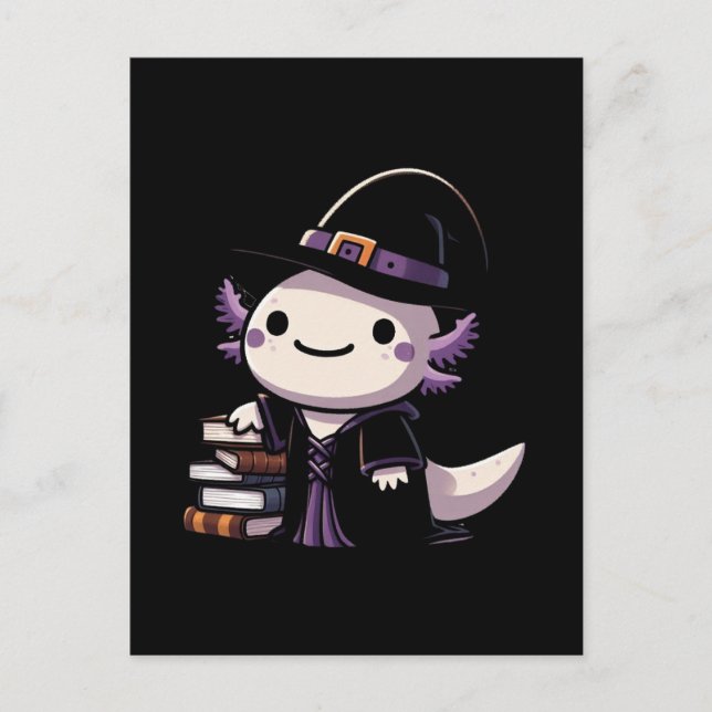 Cartão Postal Bruxa Axolotl - Halloween Bonito (Frente)
