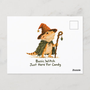 Cartão Postal Bruxa Básica Aqui Só Pelo Doce Dragão Barbudo    