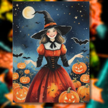 Bruxa Bonita de Halloween dos Anos 40