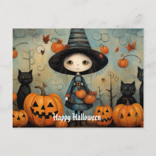 Cartão Postal Bruxa Bonita do Halloween 6