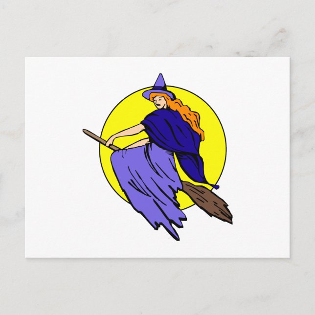Cartão Postal Bruxa bonito (Frente)