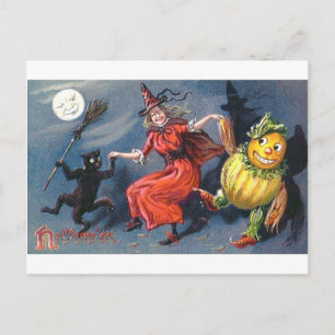 Cartão Postal Bruxa Dançante na Lua