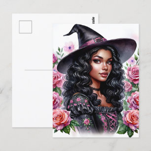 Cartão Postal Bruxa de Bublegum Negra Rosa-o-Entre