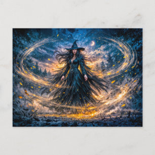 Cartão Postal Bruxa de Fantasia Dinâmica com Ene Atmosférica Mág