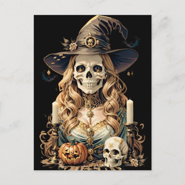 Cartão Postal Bruxa de Halloween assustadora (Frente)