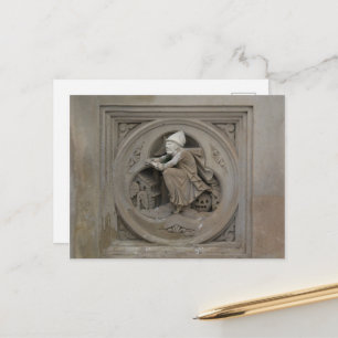 Cartão Postal Bruxa de Halloween em Broom 3d Stone com Foto