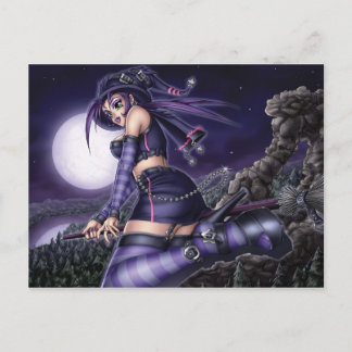 Cartão Postal Bruxa do Anime do gótico