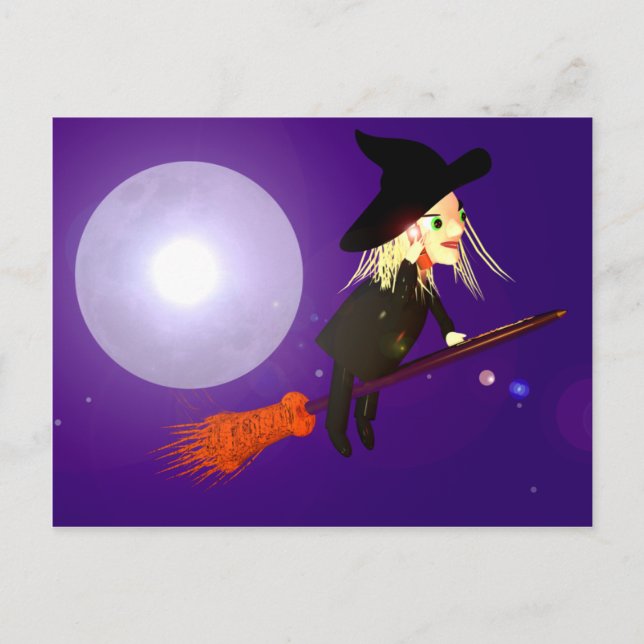 Cartão Postal Bruxa do Halloween no Telefone Celular (Frente)