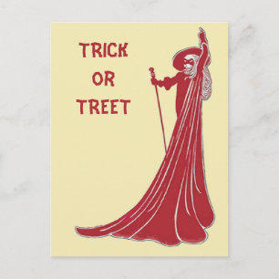 Cartão Postal Bruxa do Halloween, Truque ou Treet, editar texto