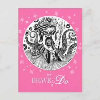 Cartão Postal Bruxa do Mar de Gingerpão | Cor de Rosa