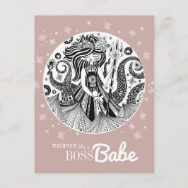 Cartão Postal Bruxa do Mar de Gingerpão | Cor-de-rosa Dourada Ro