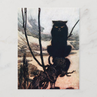 Cartão Postal Bruxa em forma de gato