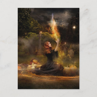 Cartão Postal Bruxa Executa Ortografia do Círculo Mágico