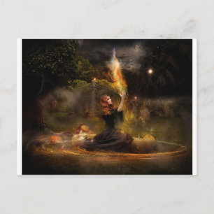 Cartão Postal Bruxa Executa Ortografia do Círculo Mágico