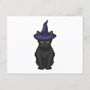 Cartão Postal Bruxa Gato
