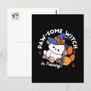 Cartão Postal Bruxa Incrível em Treinamento – Cachorro de Hallow