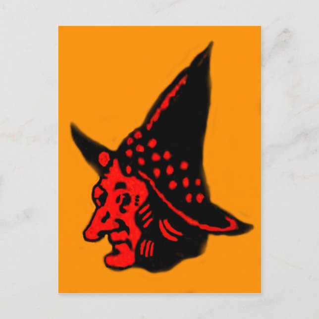 Cartão Postal Bruxa Laranja Halloween (Frente)