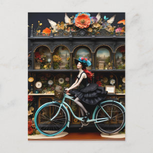 Cartão Postal Bruxa numa Bicicleta