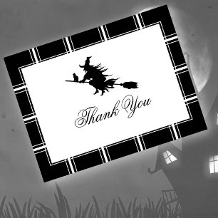 Cartão Postal Bruxa, Obrigado Halloween Black