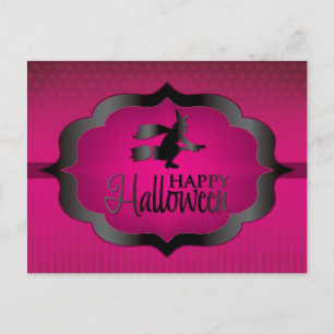 Cartão Postal Bruxa rosa-do-Halloween