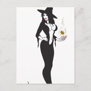 Cartão Postal bruxa vampira de halloween