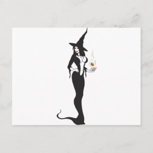 Cartão Postal bruxa vampira de halloween
